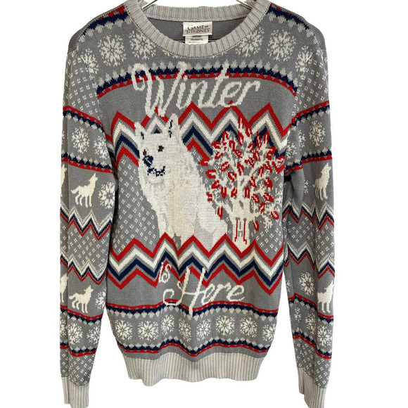 Game Of Thrones Wolf HBO Grandma Grandpa Core Winter Sweater Unisex - Picture 1 of 7